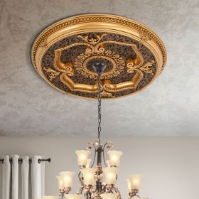 Brown Gold Leaf Clover Round Ceiling Medallion