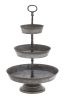 Galvanized 3 Tier Studded Tray In Metal, Silver