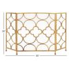 Space Efficient 3 Panel Metal Fireplace Screen, Gold