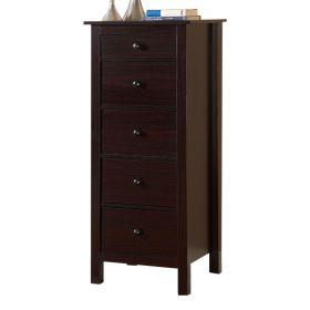 Contemporary Style 5 Drawer Wooden Chest with Straight Legs, Brown