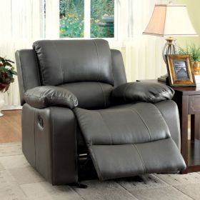 Bonded Leather Split Back Recliner with Stitched Details, Gray