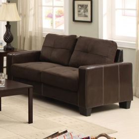 56 Inch Loveseat, Vegan Faux Leather, Microfiber Cushions, Espresso