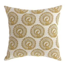 FIFI Contemporary Big Pillow With pattern Fabric, Yellow Finish, Set of 2