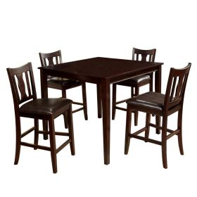 5 Piece Wood Counter Height Table, Fiddle Back Chairs, Brown