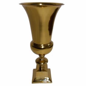 24 Inches Aluminum Vase with Pedestal Base, Gold