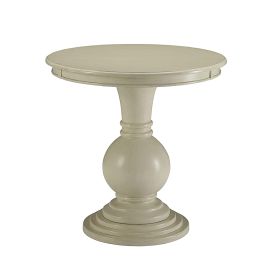 Wooden Accent Table with Pedestal Base, Antique White