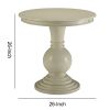 Wooden Accent Table with Pedestal Base, Antique White