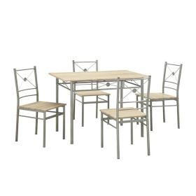 Sturdy Dining Table In A set Of Five, Silver