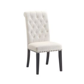 Wooden Dining Side Chair, Cream & Black, Set of 2