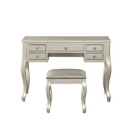 Cherub Vanity Set Featuring Stool And Mirror Silver