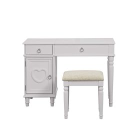 Seraph Vanity Set Featuring Stool And Mirror White