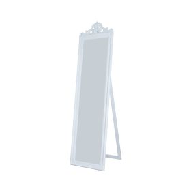 Gisela Full Length Standing Mirror with Decorative Design, White