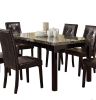 Slick Finish Faux Marble & Pine Wood Dining Table, Brown