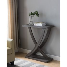 Wooden Console Sofa Side End Table with Curved Legs, Distressed Gray