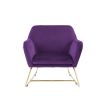 Zoey 30 Inch Modern Accent Chair with Gold Metal Frame and Purple Velvet