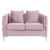 Zion 53 Inch Modern Loveseat, Button Tufted Pink Velvet with Nailhead Trim