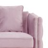 Zion 53 Inch Modern Loveseat, Button Tufted Pink Velvet with Nailhead Trim