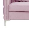 Zion 53 Inch Modern Loveseat, Button Tufted Pink Velvet with Nailhead Trim