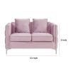 Zion 53 Inch Modern Loveseat, Button Tufted Pink Velvet with Nailhead Trim