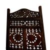 71 Inch 4 Panel Mango Wood Room Divider, Hand Carved, Sun & Moon Design, Brown