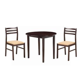 Transitional Style 3 Piece Wooden Dining Table and Chair Set, Brown