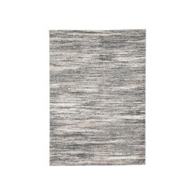 Zeni 5 x 7 Modern Area Rug, Smokey Lined Design, Soft Fabric, Ivory, Beige