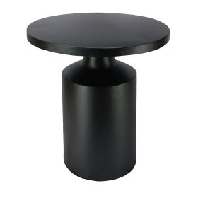 Zoe 20 Inch Modern Round Iron Side Table with Pedestal Base, Matte Black