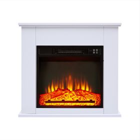 25 Inch 1400W Electric Fireplace Mantel Heater; Freestanding Space Stove with Remote Control & Realistic Flames