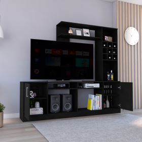 Entertainment Center Modoc For TVÂ´s up 78", Black Wengue Finish