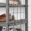 Farmhouse 3 Tiers,12-Compartment Garment Shoe Rack wood, Gray