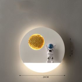 Bedroom Bedside Astronaut-shaped Shelf Wall Lamp (Option: Circle white-White light)