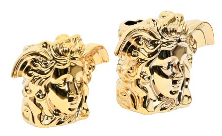 Medusa Vases Gold Set of 2 (Color: gold)