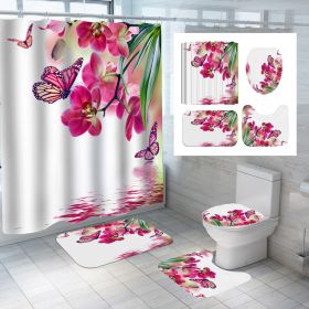 Digital Printing Polyester Shower Curtain Bathroom Pansy Reflection (Option: Cx304-90x180)