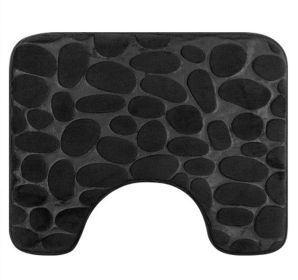 Pebble Head Embossed Toilet U-shaped Bathroom Absorbent Non-slip Floor Mat (Option: Black-U Shape 50X40CM)