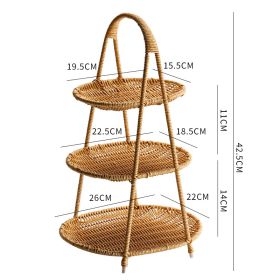 Creative Multi-layer Fruit Plate European Style Dried Fruit Plate Rattan Household Tray Basket (Option: Oval Three Layers)