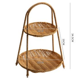 Creative Multi-layer Fruit Plate European Style Dried Fruit Plate Rattan Household Tray Basket (Option: Round Two Layers)