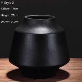 Black Ceramic Vase Flower Arrangement Decoration Ornaments (Option: Style2)