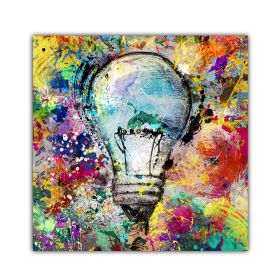 Graffiti Electric Bulb Canvas Printing Home Background Wall Spray Painting HD Painting Core (Option: Graffiti Electric Bulb Canvas-40x40)