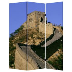 Brar 71 Inch 3 Panel Canvas Screen, Great Wall of China Print, Multicolor (Color: Multicolor)