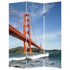 Brar 71 Inch 3 Panel Canvas Screen, San Francisco, Golden Gate Bridge (Color: Multicolor)