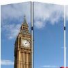 Brar 71 Inch 3 Panel Canvas Screen, Big Ben, London Cityscape, Red, Brown