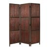 72 Inch 3 Panel Privacy Screen, Hardwood Frame, Bamboo Strips, Brown, Red