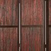 72 Inch 3 Panel Privacy Screen, Hardwood Frame, Bamboo Strips, Brown, Red