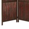 72 Inch 3 Panel Privacy Screen, Hardwood Frame, Bamboo Strips, Brown, Red