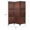 72 Inch 3 Panel Privacy Screen, Hardwood Frame, Bamboo Strips, Brown, Red