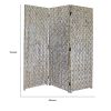 72 Inch 3 Panel Screen, Wood 3D Wavy Pattern, Distressed Gray, Black, Brown