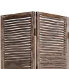 72 Inch 3 Panel Shutter Screen, Slatted Panels, Distressed Brown Finish