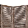 72 Inch 3 Panel Shutter Screen, Slatted Panels, Distressed Brown Finish