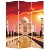 Brar 71 Inch 3 Panel Screen, Taj Mahal Reflecting Pool Print, Multicolor