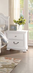 Wooden Night stand With 2 Drawers, White (Color: White)